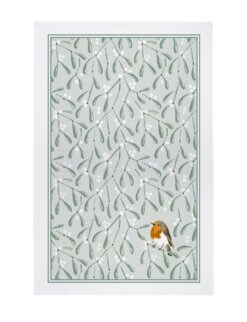 Mistletoe & Robin Cotton Tea Towel