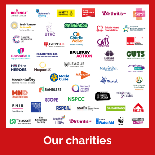 Logos of the charities supported by Cards for Good Causes.